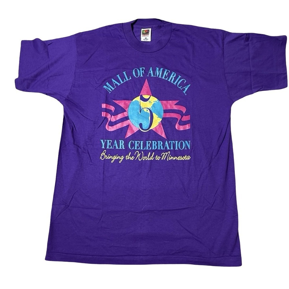 Vintage 80s 90s Single Stitch Mall Of America T-shirt 5 Year Anniversary XL